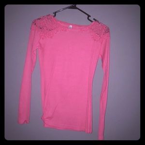 Lace Cap Sleeve Coral pink top